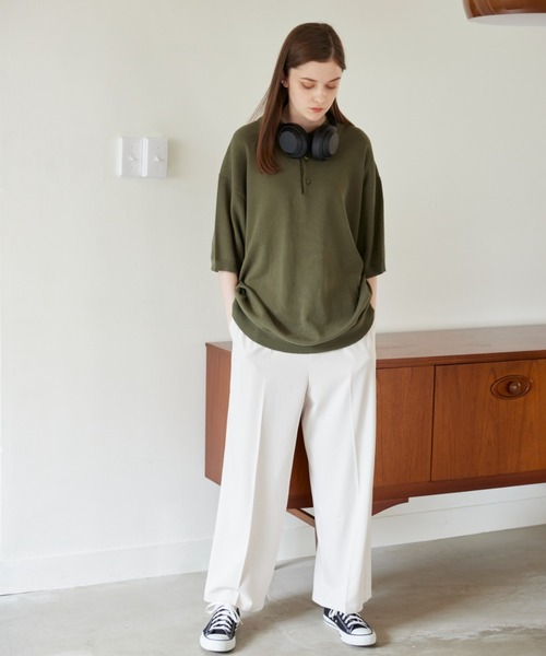 「flaner」 半袖ニット MEDIUM グレー レディース_画像7