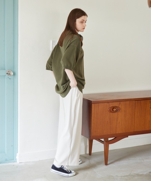 「flaner」 半袖ニット MEDIUM グレー レディース_画像9