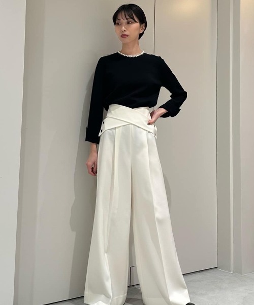 ESTNATION エストネーション 24AW  フリルネックニットセーター 42-109-12-116027 ホワイト F ESTNATION（エストネーション） ニット セーター ESTNATION / パール