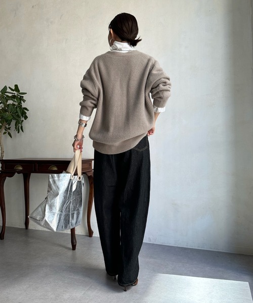 「DouDou」 ニットカーディガン FREE モカ レディース_画像7