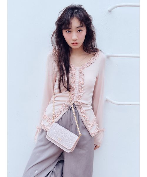 FURFUR ミント ツイード バッグ ショルダー FURFUR（ファーファー） 新作10%OFF バッグ 26春夏 ツイードロゴフォン