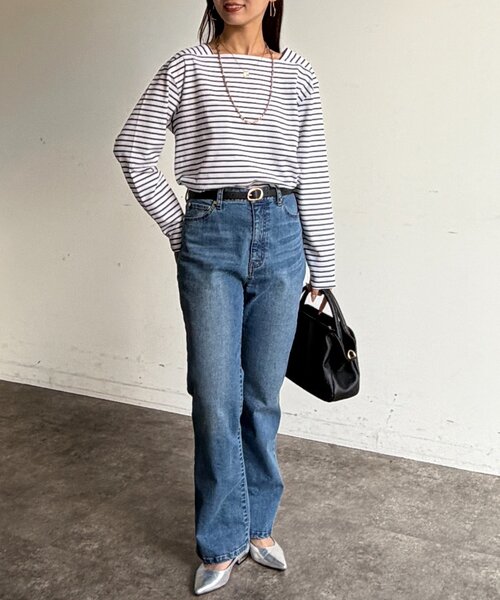 Chez toi（シェトワ） tシャツ スクエアボーダーカットソー レディース