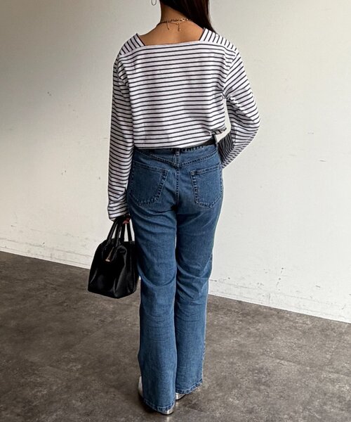 Chez toi（シェトワ） tシャツ スクエアボーダーカットソー レディース