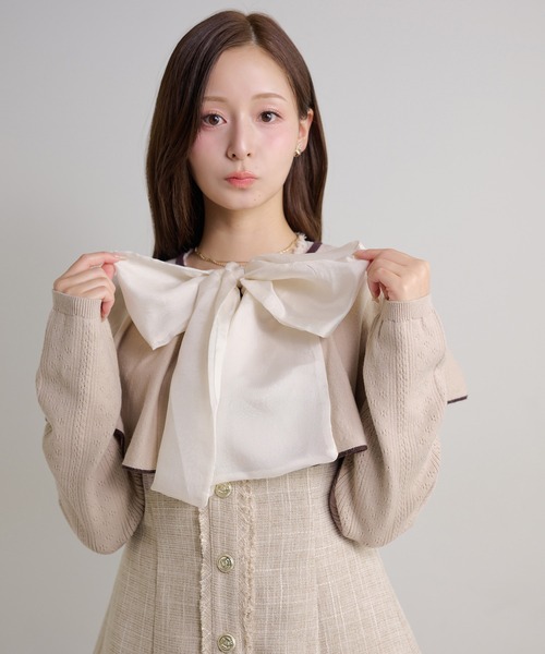 【新品未使用】ニットケープカーディガン (ivory) one after another NICE CLAUP 「one CLAUP」 ニットカーディガン FREE