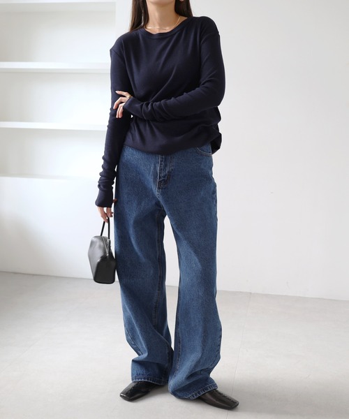 「evernavy」 長袖カットソー M オフホワイト レディース_画像8