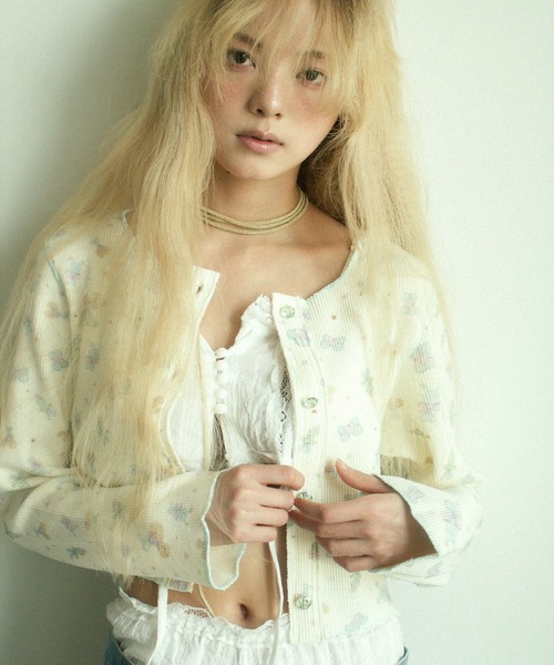 igi×Ema Gaspar♡THERMAL CARDIGAN♡siiilon igi カーディガン igi×Ema Gaspar - LITTLE FRIEND THERMAL CARDIGAN