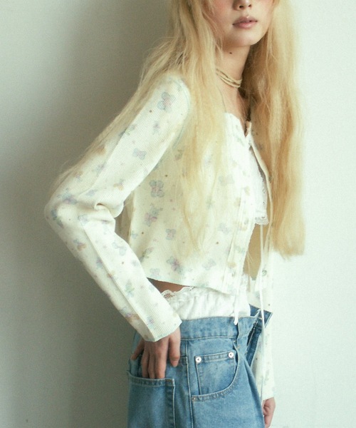 igi×Ema Gaspar♡THERMAL CARDIGAN♡siiilon igi カーディガン igi×Ema Gaspar - LITTLE FRIEND THERMAL CARDIGAN
