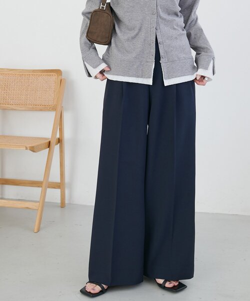 ワイドパンツ スラックス パンツ とろみ2タックワイドパンツ「WEB限定カラーあり」 レディースの画像