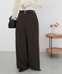 スラックス パンツ とろみ2タックワイドパンツ...の詳細画像4