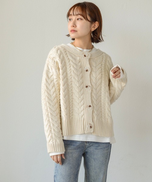 「Auntie Rosa Holiday」 ニットカーディガン FREE ホワイト レディース_画像4