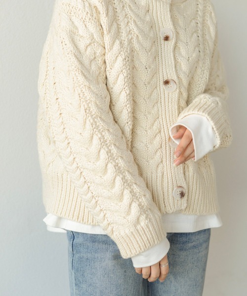 「Auntie Rosa Holiday」 ニットカーディガン FREE ホワイト レディース_画像7