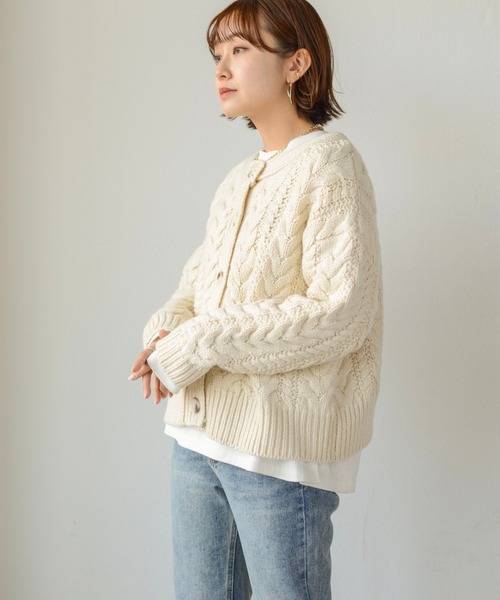 「Auntie Rosa Holiday」 ニットカーディガン FREE ホワイト レディース_画像8