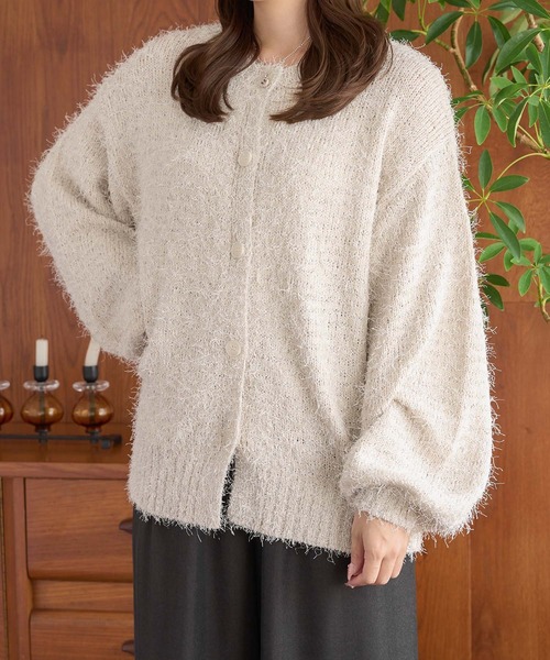 「Ambre Neige」 ニットカーディガン FREE ボルドー レディース_画像6