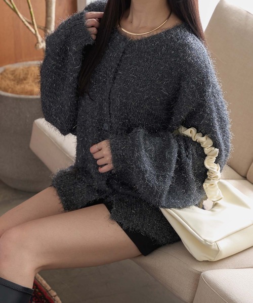 「Ambre Neige」 ニットカーディガン FREE ボルドー レディース_画像9