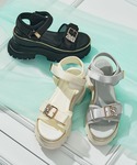厚底 スポーツサンダル サンダル 夏 ビジュー...の詳細画像1