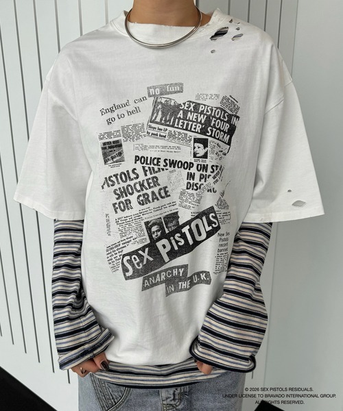 Ameri（アメリ） tシャツ Sex Pistols DAMAGE OVERSIZE TEE レディース
