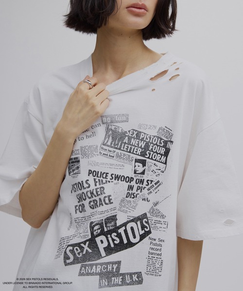 Ameri（アメリ） tシャツ Sex Pistols DAMAGE OVERSIZE TEE レディース