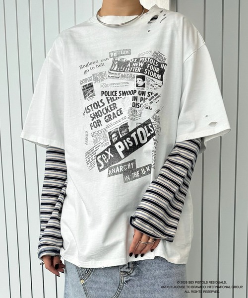 Ameri（アメリ） tシャツ Sex Pistols DAMAGE OVERSIZE TEE レディース