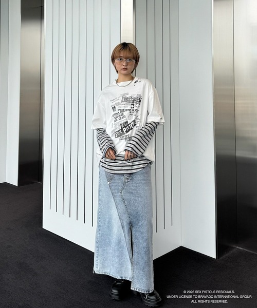 Ameri（アメリ） tシャツ Sex Pistols DAMAGE OVERSIZE TEE レディース