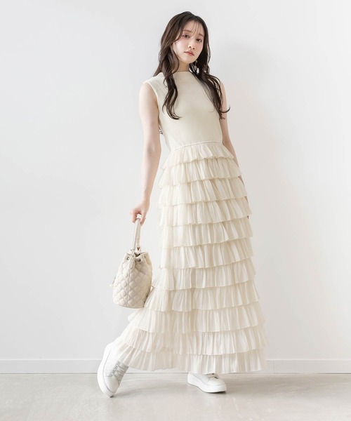 RANDA ティアードフリルドッキングワンピース RANDA（ランダ） ワンピース ティアードフリルドッキングワンピース