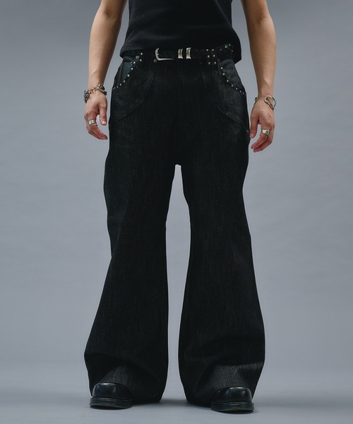 ANDER HUNK ジーンズ Studs Design Rigid Flare Denim / スタッズ