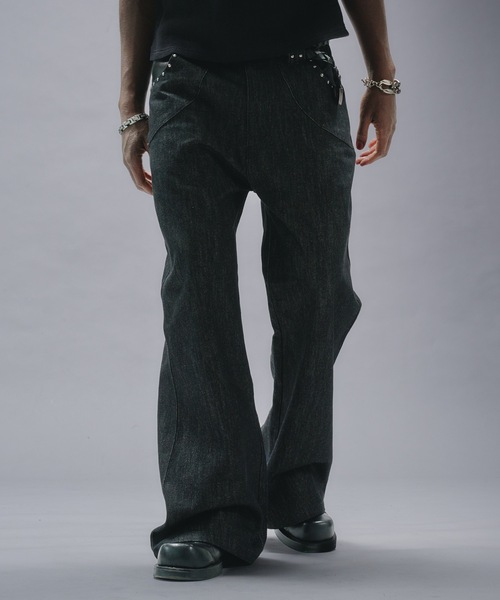 ANDER HUNK ジーンズ Studs Design Rigid Flare Denim / スタッズ