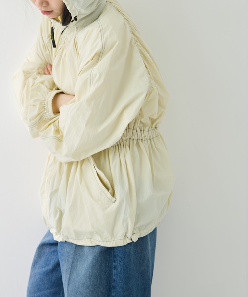 トゥデイフル Nylon Gather Blouson アイボリー　38 TODAYFUL/トゥデイフル】Nylon Gather Blouson/ナイロンギャザー
