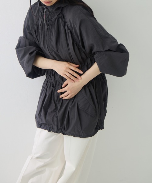 トゥデイフル Nylon Gather Blouson アイボリー　38 TODAYFUL/トゥデイフル】Nylon Gather Blouson/ナイロンギャザー
