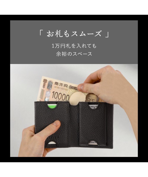 lemna ブラック 二つ折り財布 箱付き LASIEM（ラシエム） 二つ折り財布 財布 ボタン有りタイプ 財布 二