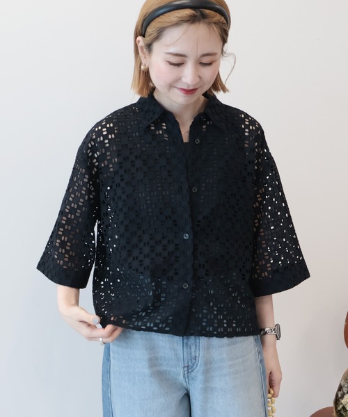 AMERICAN HOLIC（アメリカンホリック） ブラウス シャツ 夏 半袖 刺繍