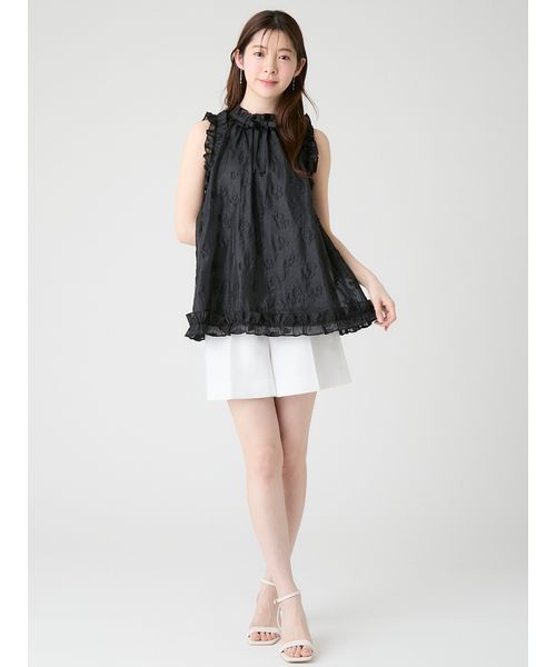 ⑮新品✨CELFORDセルフォード　ブラックペプラムフリルチュニック　セレモニー CELFORD（セルフォード） ブラウス シャツ ブラックリボンジャガード