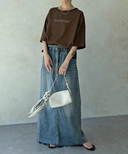 ブラウス シャツ 刺繍ロゴジョーゼットTEE レディースの画像