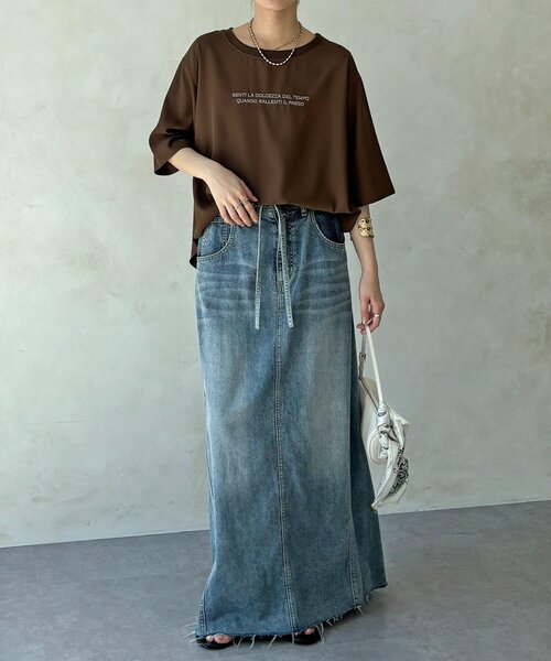 ブラウス シャツ 刺繍ロゴジョーゼットTEE レディースの画像