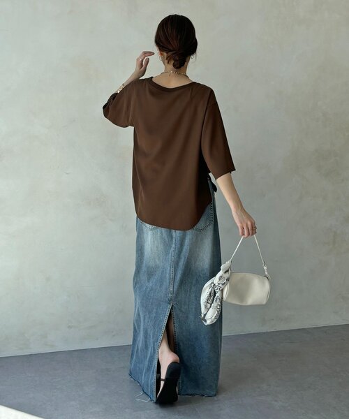 ブラウス シャツ 刺繍ロゴジョーゼットTEE レディースの画像