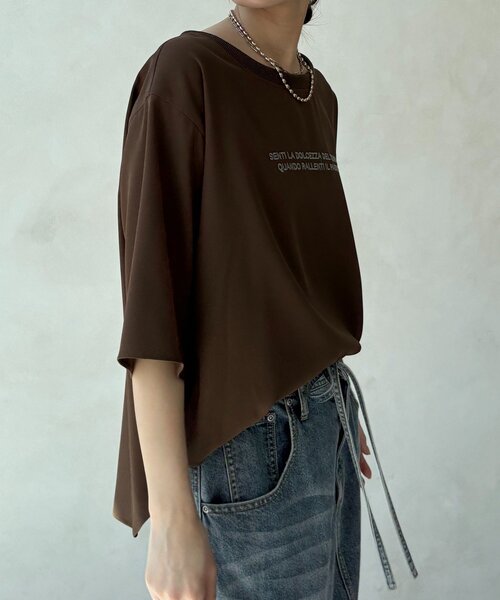 ブラウス シャツ 刺繍ロゴジョーゼットTEE レディースの画像