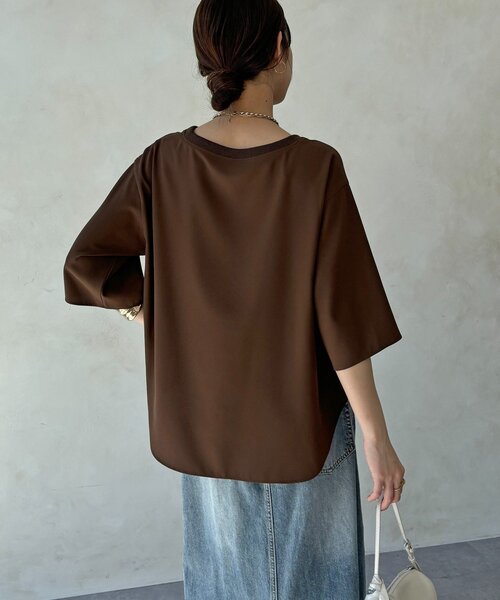 ブラウス シャツ 刺繍ロゴジョーゼットTEE レディースの画像