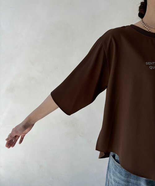 ブラウス シャツ 刺繍ロゴジョーゼットTEE レディースの画像