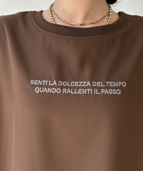ブラウス シャツ 刺繍ロゴジョーゼットTEE レディースの画像