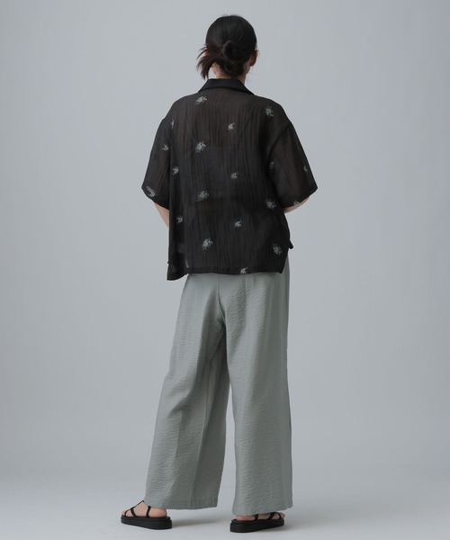 LEPSIM（レプシィム） ブラウス シャツ 刺繍ワッシャー開襟シャツ 