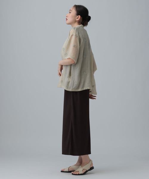 LEPSIM（レプシィム） ブラウス シャツ 刺繍ワッシャー開襟シャツ