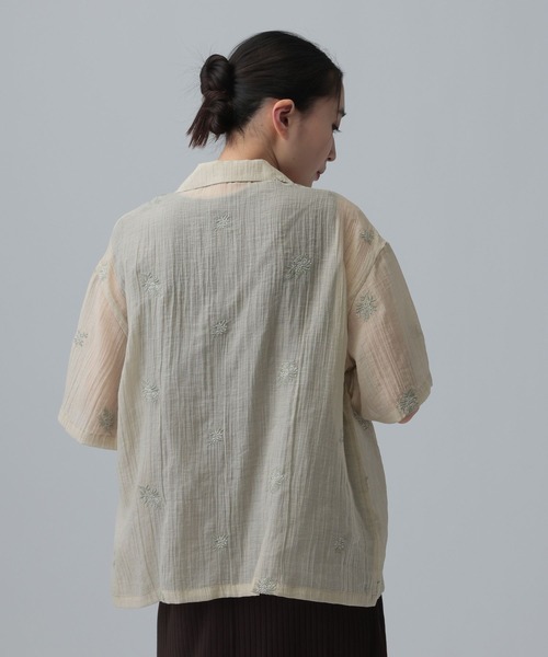 LEPSIM（レプシィム） ブラウス シャツ 刺繍ワッシャー開襟シャツ