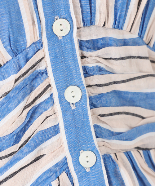 ワンピース 「WEB限定 / 追加」ne Quittez pas Cotton Voile Stripe Waist Gather Dress