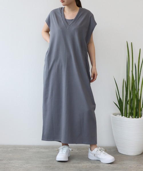「TITE IN THE STORE」 「CHIGNON」半袖ワンピース 38 グレー レディース_画像3
