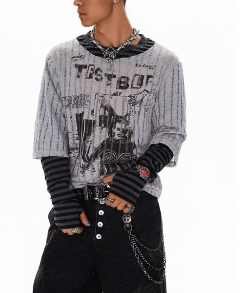 FreeZone tシャツ 「ユニセックス」グラフィックフェイクレイヤード