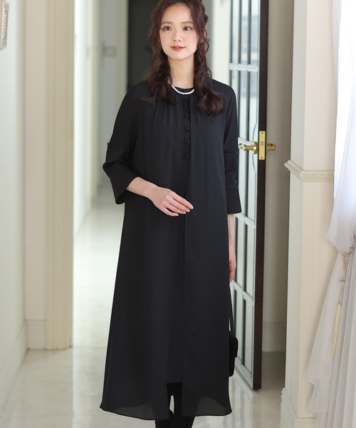 ワンピース 結婚式パーティードレスフロントボタンミモレ丈 袖あり大きいサイズフォーマル Zozotown Yahoo 店 通販 Yahoo ショッピング