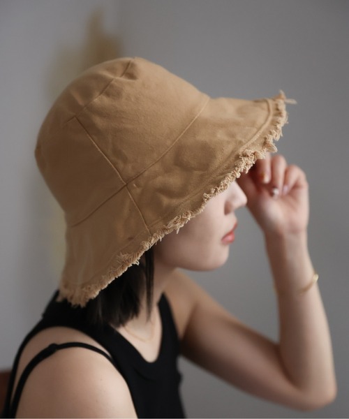 AMERI vintage ハット ベージュ 夏　レディース ap retro 帽子 ハット ダメージ バケットハット レディース