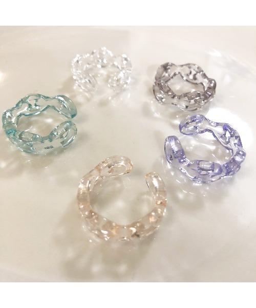三丁目六番地Tokyo イヤーカフ 「 」2way クリア アクリル チェーン