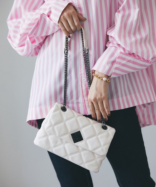 キルティング　ピンク　ショルダーバッグ　2way チェーンバッグ ラスト1点 チェーンショルダーバッグ ピンク キルティング 春 ミニ