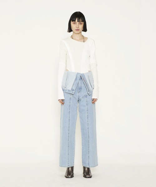 viavanda ワイドレッグデニム パンツ VIAVANDA ジーンズ デニム デニムパンツ COVERALLS WIDE DENIM PANTS