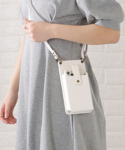 Lace Ladies ショルダーバッグ バッグ クロコダイルレザー調2WAYスマホ 